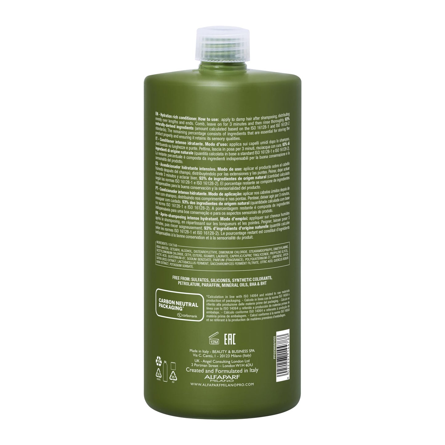 ALFAPARF MILANO Benvoleo Hydration Rich Conditioner for Dry Hair - Clean, Vegan, Sustainable Hair Care - Hydrates, Moisturizes, Nourishes - Paraffin Free - Natural Ingredients - 33.8 Fl. Oz.