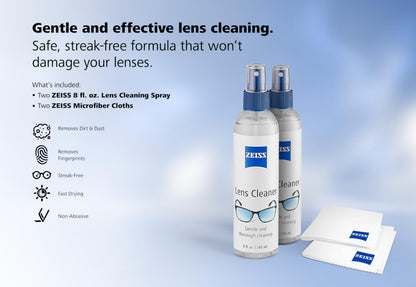 ZEISS Lens Care Pack – 2x 8oz Streak-Free Lens Spray and Microfiber Cloths for Eyeglasses and Optics