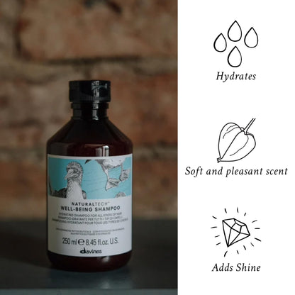 Davines Naturaltech WELLBEING Shampoo & Conditioner, Light And Gentle Cleansing To Moisturize, Protect and Enrich Without Changing Hair's Structure