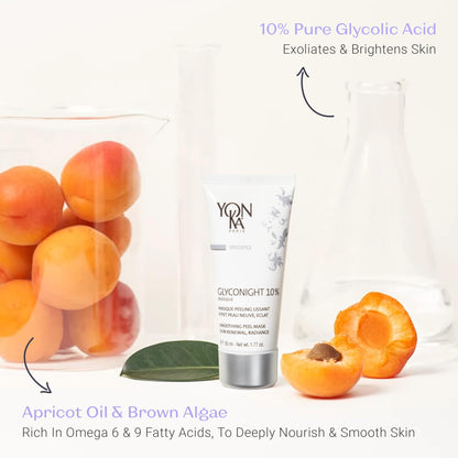 Yon-Ka Glyconight 10% Peel Masque Anti-Aging Face Mask, Skin Renewal for Wrinkles and Pore Reduction with Glycolic Acid