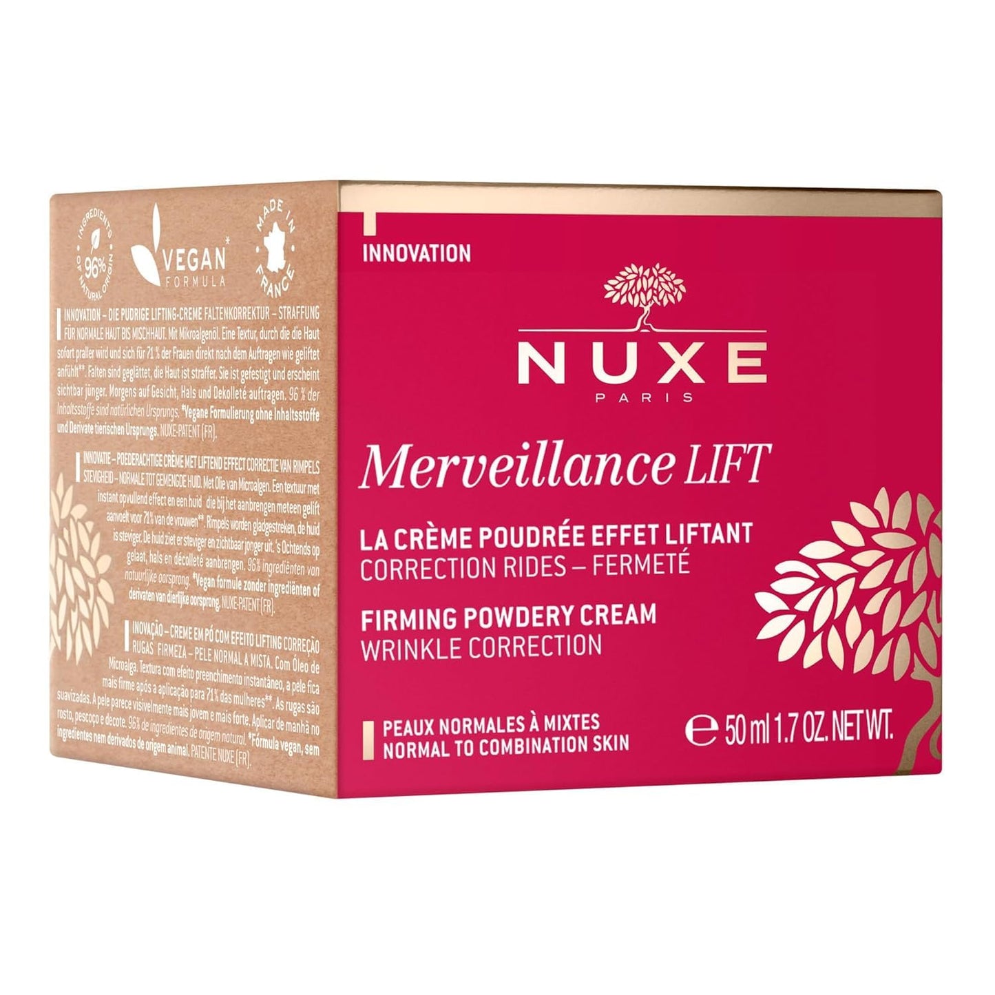 Nuxe Merveillance Lift Smoothing and Firming Vegan Powdery Cream With Natural Ingredients for Wrinkle Correction, 1.7 Fl Oz