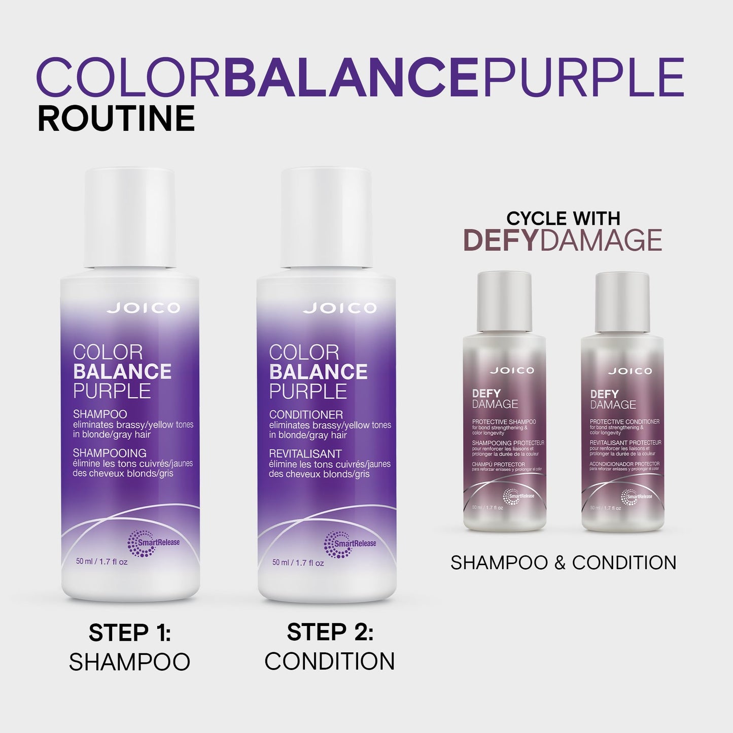 Joico Color Balance Purple Shampoo | For Cool Blonde or Gray Hair | Eliminate Brassy Yellow Tones | Boost Color Vibrancy & Shine | UV Protection | With Rosehip Oil & Green Tea Extract