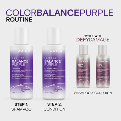 Joico Color Balance Purple Shampoo | For Cool Blonde or Gray Hair | Eliminate Brassy Yellow Tones | Boost Color Vibrancy & Shine | UV Protection | With Rosehip Oil & Green Tea Extract