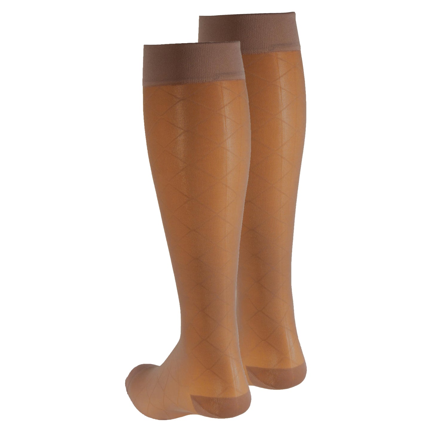 NuVein Sheer Compression Stockings, 15-20 mmHg Support, Women's Dot Pattern Nylons, Knee High, Closed Toe, Espresso, Large