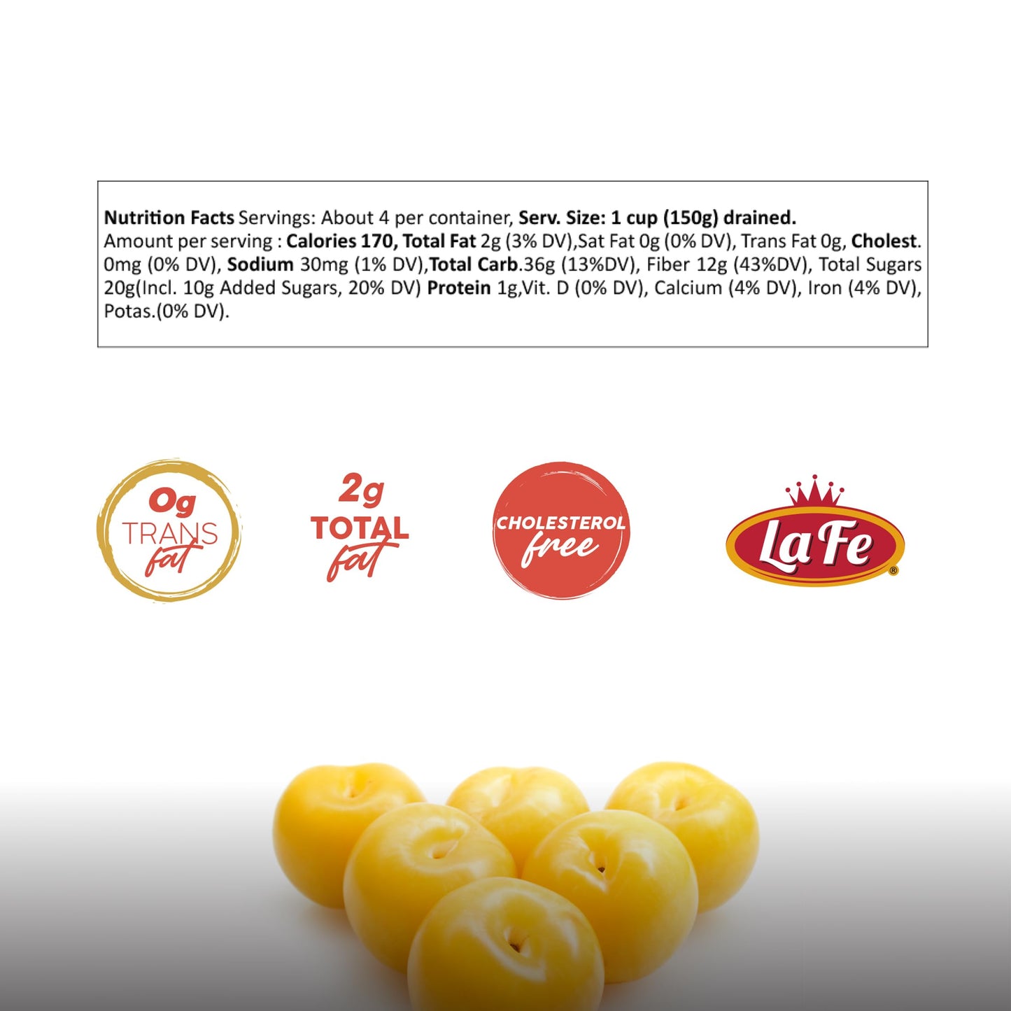 La Fe Conserva Nance in Syrup - Nance Fruitas, Latin American Tropical Fruit, Preserved Exotic Yellow Cherry, Super Fruit Rich in Fiber, Vitamin A & C, Calcium & Iron, 32oz – 2 Pack