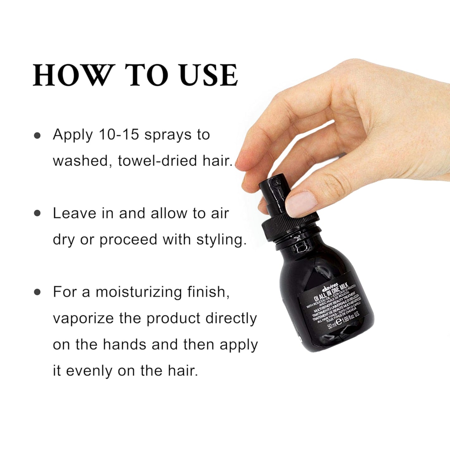 Davines OI All in One Milk | Hair Leave-in Conditioner Spray | Powerful Hair Detangler + Hydrating Leave-In Treatment | Smoothes Frizzy Hair