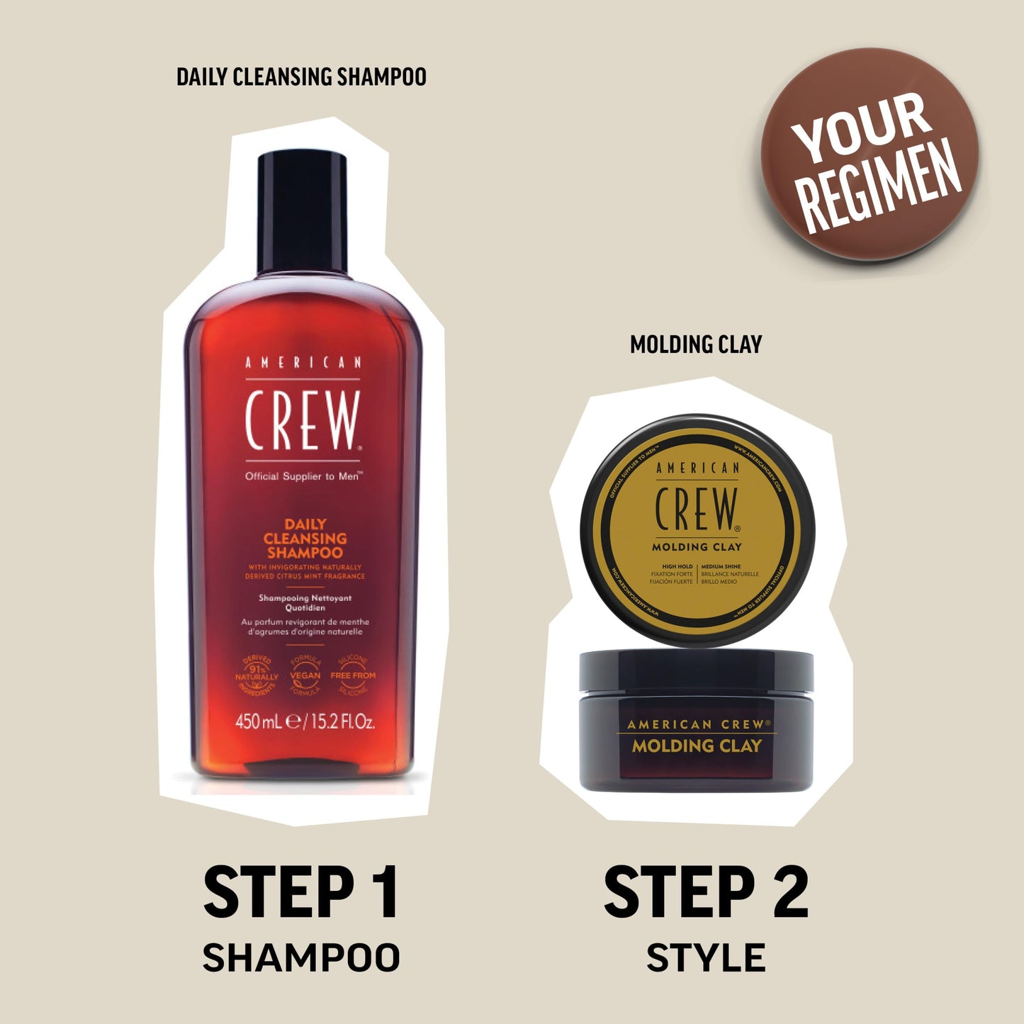 American Crew Men's Hair Molding Clay, Like Styling Gel with Strong Hold & Medium Shine, 3 oz