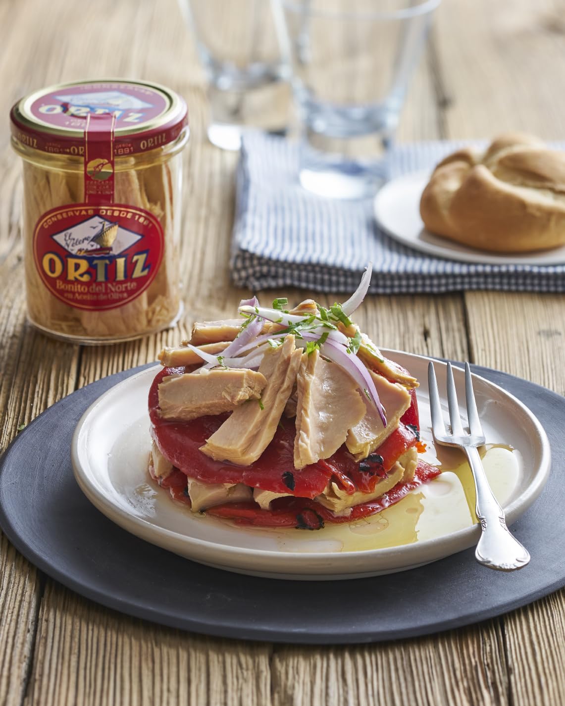 Ortiz Tuna in Olive Oil, 7.76oz Glass Jar | Superior Tuna in Olive Oil | Ortiz White Tuna in Olive Oil