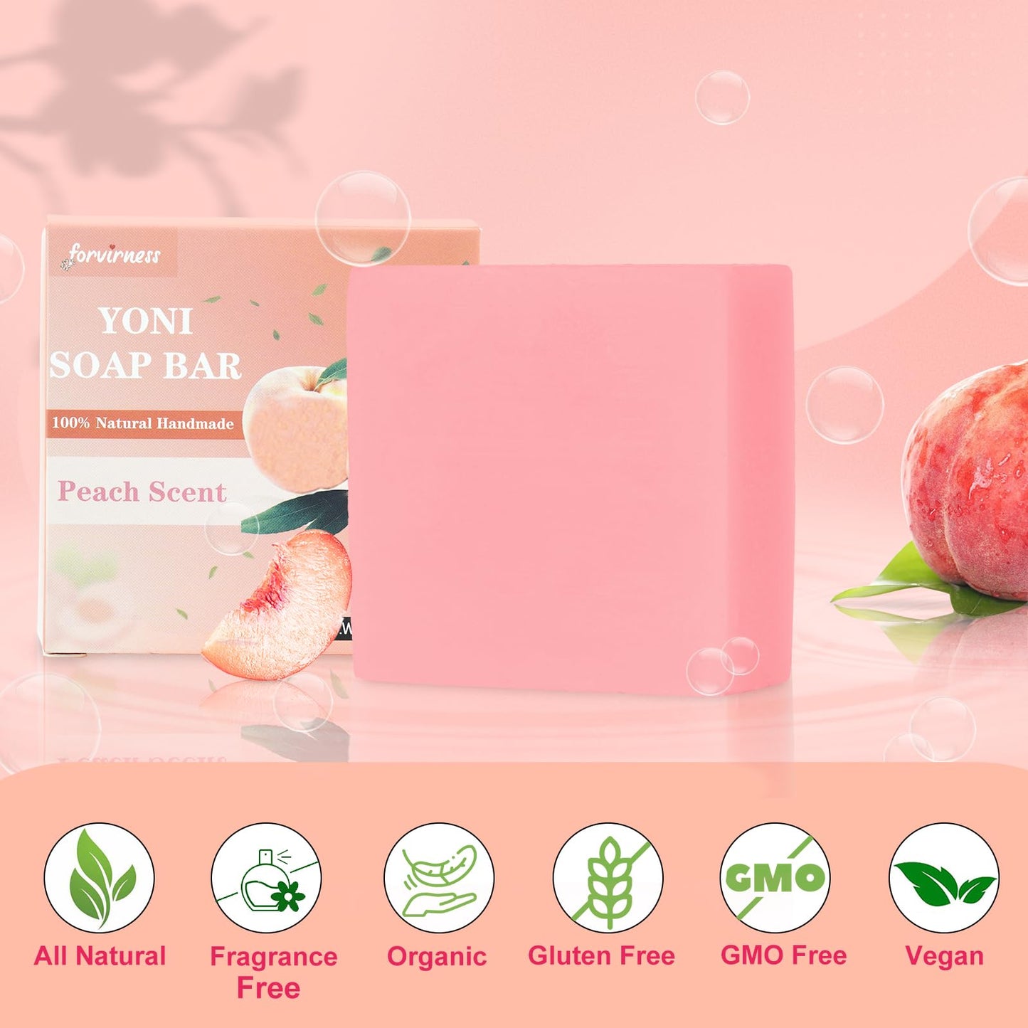 Yoni Soap Bar Yoni wash for Women PH Balance, 3Pack Gentle V Cleansing Intimate Soap Feminine Wash Eliminates Odor Moisturizing, vaginal soap Bath Soap (peach Juice)