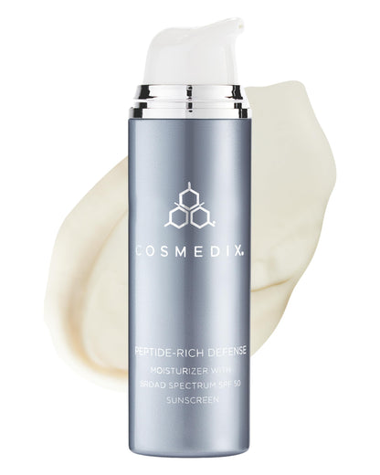 COSMEDIX Peptide-Rich Defense Face Moisturizer - Hydrating Face Lotion with Broad Spectrum SPF 50 Sunscreen for Dark Spots, Fine Lines & Wrinkles - Facial Skin Care for Softer & Smoother Skin