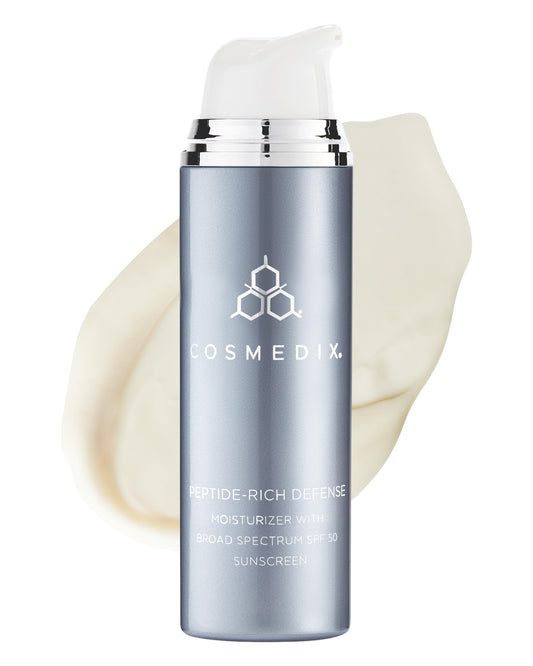 COSMEDIX Peptide-Rich Defense Face Moisturizer - Hydrating Face Lotion with Broad Spectrum SPF 50 Sunscreen for Dark Spots, Fine Lines & Wrinkles - Facial Skin Care for Softer & Smoother Skin