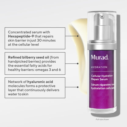 Murad Cellular Hydration Barrier Repair Serum – Hydrating Serum with Hyaluronic Acid, Bilberry, and Peptides for Strengthening Skin Barrier and Calming Redness – 0.5 Fl Oz