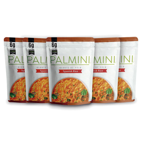 Palmini Spanish Rice | Low-Carb, Low-Calorie Hearts of Palm Rice | Keto, Gluten Free, Vegan, Non-GMO | As seen on Shark Tank | (8 Ounce Pouch - Pack of 6)
