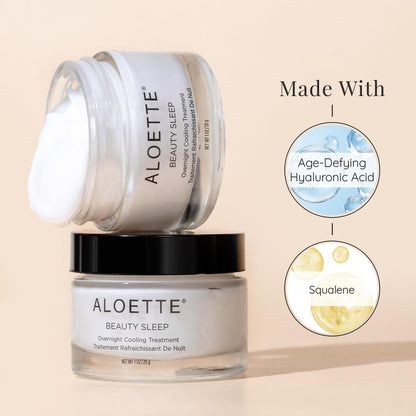 Aloette Beauty Sleep Soothing Face Mask - Anti-Aging Facial Mask with Hyaluronic Acid & Squalene for Firmer, Smoother & Softer Looking Skin - Overnight Cooling Treatment for Inflammation & Redness