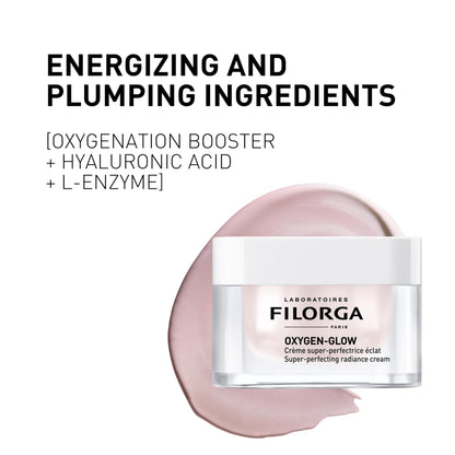 Filorga Oxygen-Glow Super-Perfecting Radiance Daily Skin Cream, Hydrating Treatment with a Moisturizing Boost of Hyaluronic Acid and Detoxifying Enzymes for a Flawless, Wrinkle Free Face, 1.69 fl. oz.