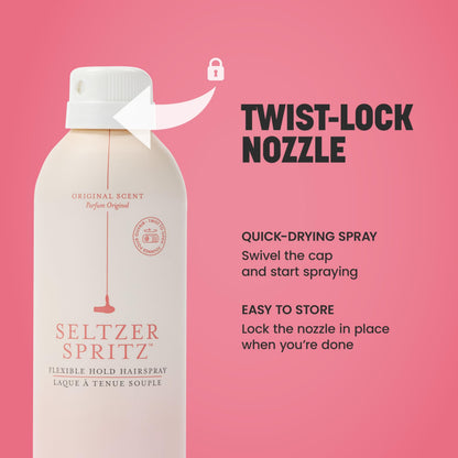 Drybar Seltzer Spritz Flexible Hold Hairspray | Holds Style for 8 Hours* with Touchable Finish, Adds Softness, Ultrafine Mist Diffuser for Even, Quick Drying Application, Vegan & Cruelty Free