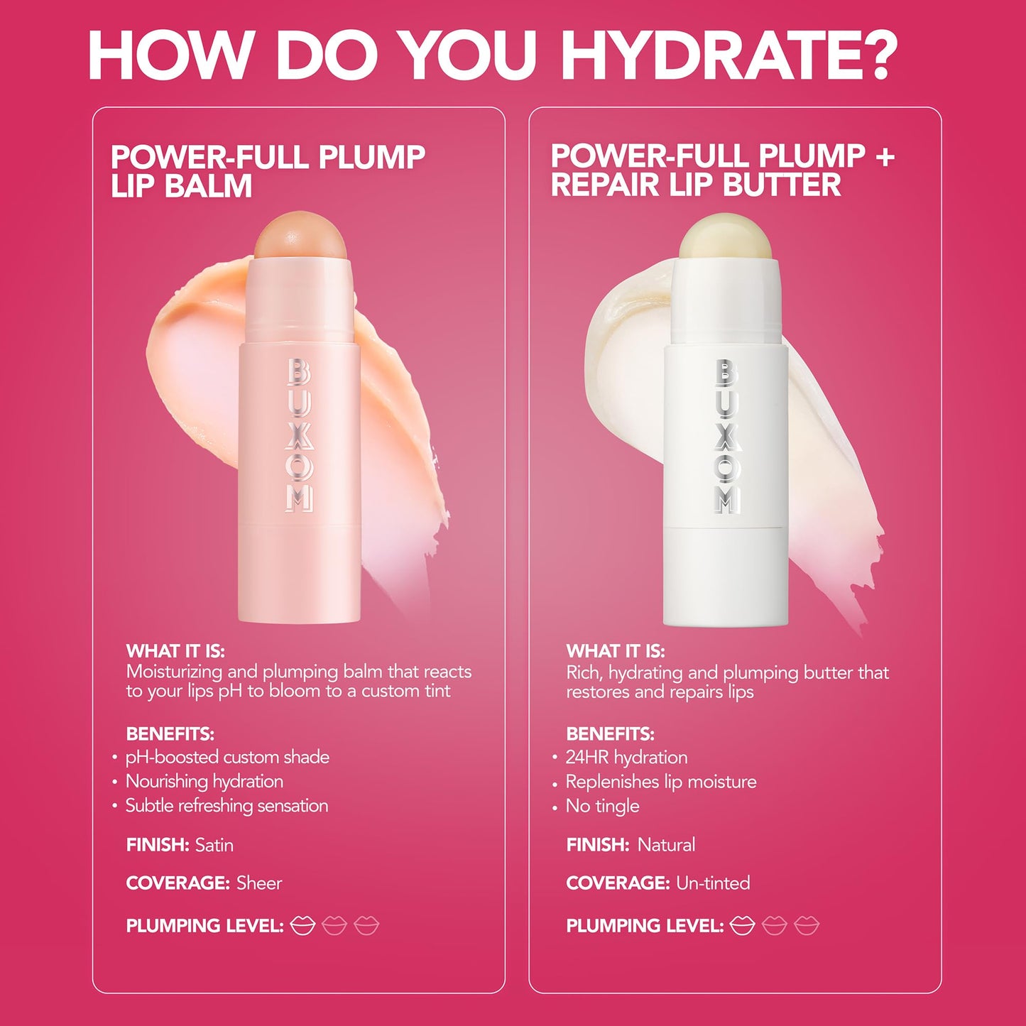 BUXOM Power-Full Plumping Lip Balm, Intense Lip Repair Butter