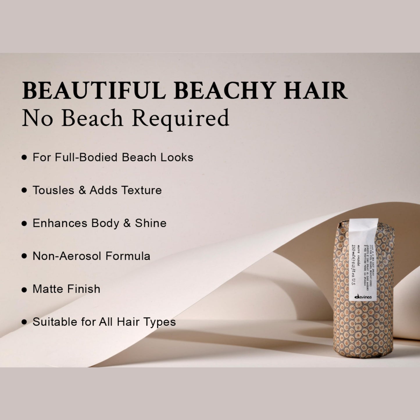 Davines This Is A Sea Salt Spray, Light Hold Beachy Waves & Texture - Adds Gritty Texture & Volume for Tousled Looks - Matte Finish, 8.45 Fl Oz