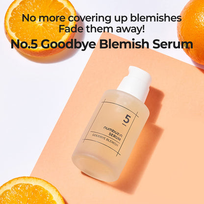 numbuzin No.5 Serum | Goodbye Blemish Serum | for Acne Scars with Vitamin C, Niacinamide, Antioxidant | Lightweight Gel, Korean Skincare for Face | 1.69 fl. oz.