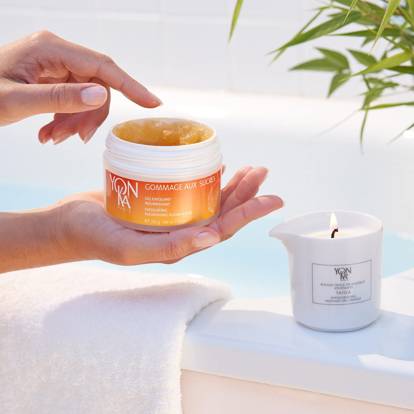 Yon-Ka Mandarin Sugar Scrub | Exfoliating Body Scrub with Brown Sugar and Sunflower Oil | Gentle Natural Ingredients Hydrate and Moisturize Dry Skin | Sweet Orange and Citrus Scent | 7.05 oz
