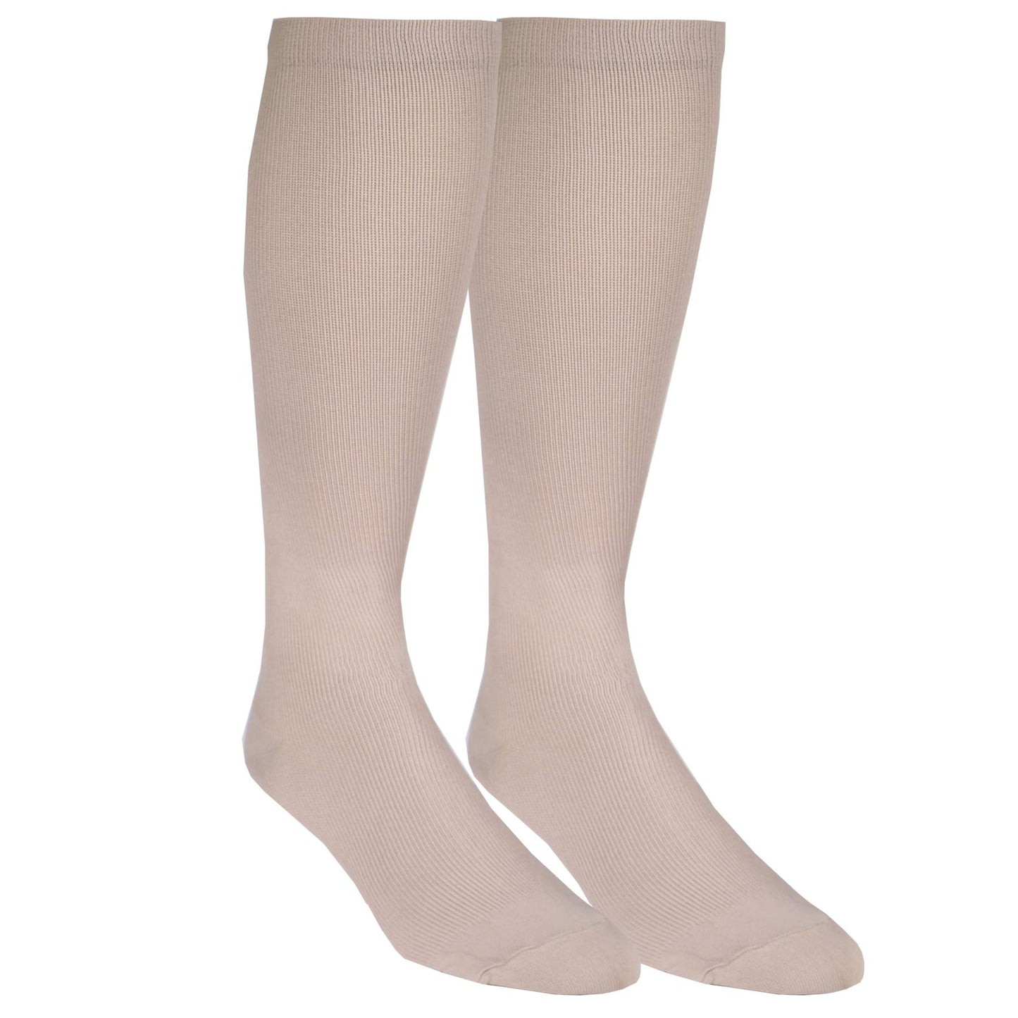 Truform Compression Socks, 15-20 mmHg, Men's Dress Socks, Knee High Over Calf Length, Tan, Medium