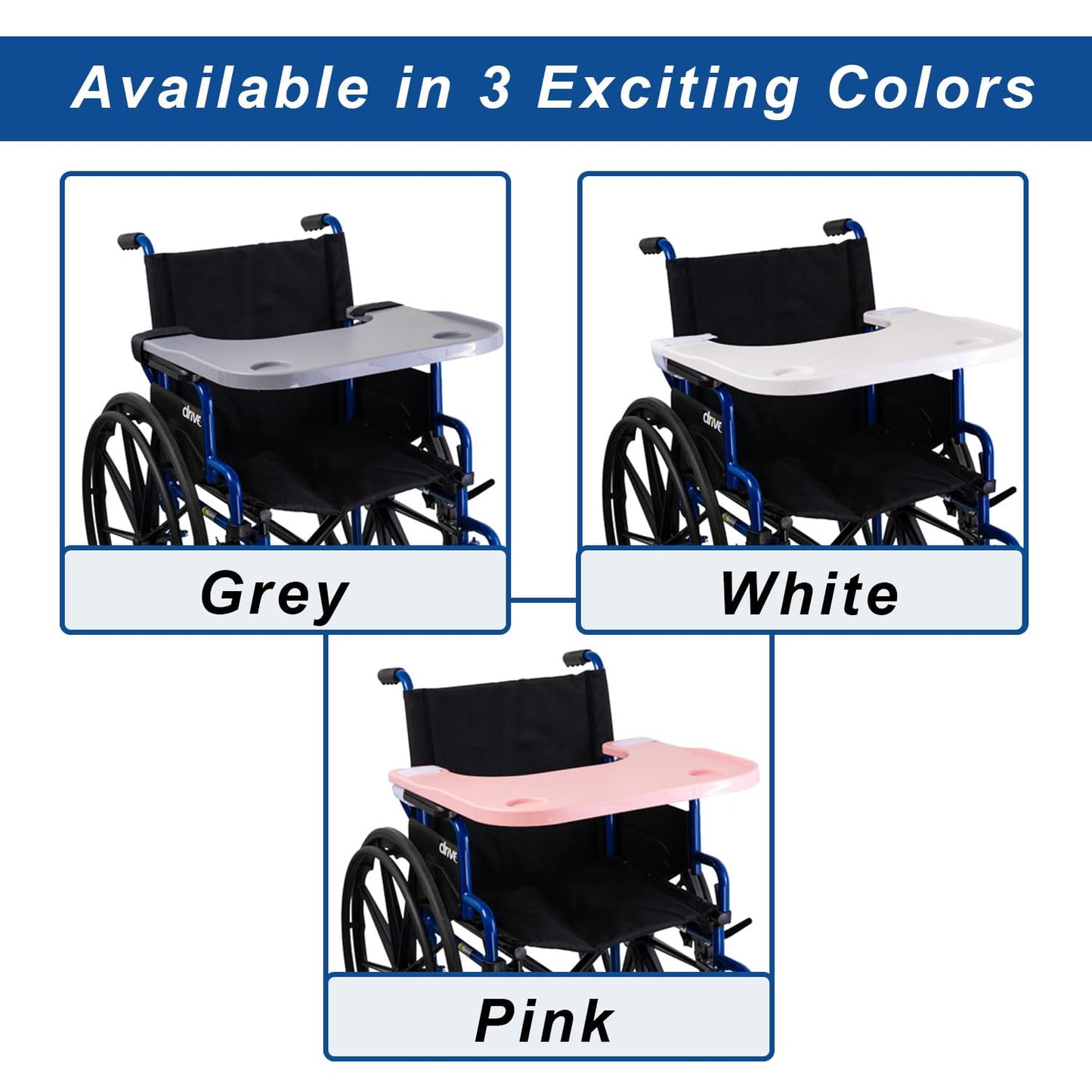 AlveyTech Wheelchair Tray Table with Cup Holder - Fits 18-20 Inch Wide Standard Wheelchairs Like Drive, Golden, & Invacare, Universal Removable Lap Desk for Adults Eating Reading Resting