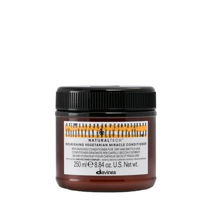 Davines Naturaltech Nourishing Vegetarian Miracle Conditioner, Restructuring & Hydrating for Dry & Damaged Hair - With Vegetal Keratin - Deeply Moisturizes Dry Hair, 8.45 Fl Oz