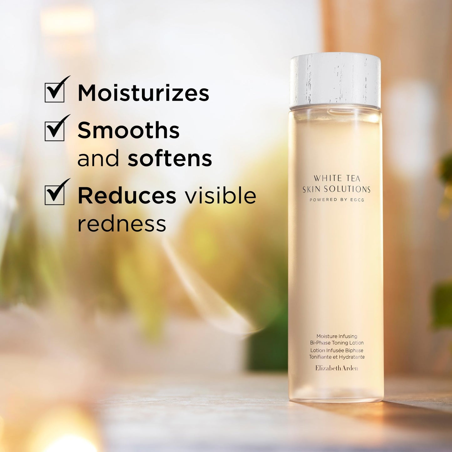 Elizabeth Arden White Tea Skin Solutions Moisture Infusing Bi-Phase Toning Lotion, Hydrating Face Toner, Alcohol-Free & Vegan, 6.76 fl oz (Pack of 1)