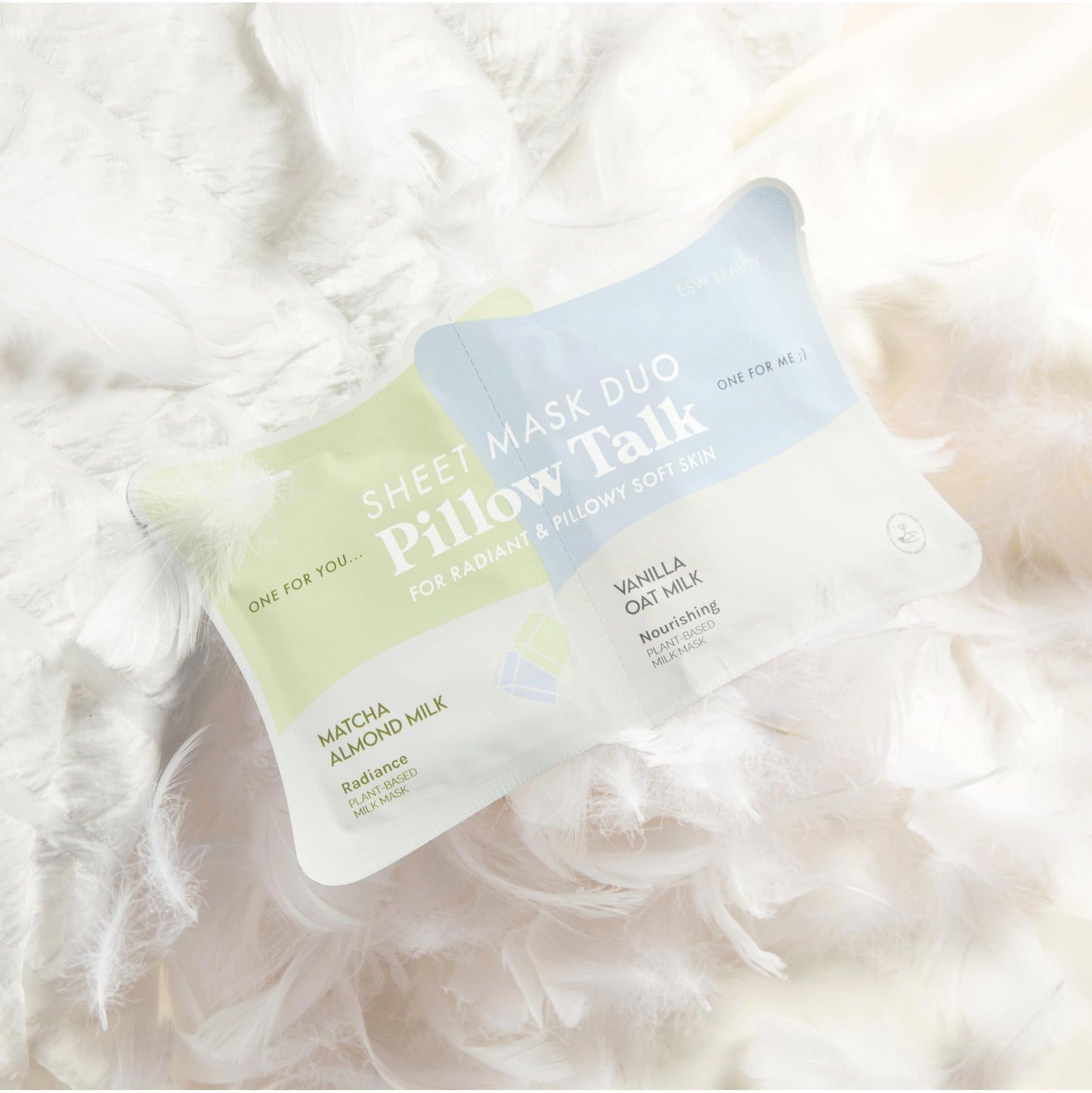 ESW Beauty Pillow Talk Face Mask Duo – Soothing & Nourishing Skincare Set – Includes Matcha Almond Milk & Vanilla Oat Milk – Vegan, Cruelty-Free, Clean Skincare for Radiant, Calm Skin