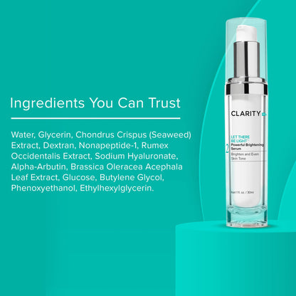 ClarityRx Let There Be Light Powerful Brightening Face Serum, Plant-Based Natural Hydrating Treatment with Hyaluronic Acid for Hyperpigmentation, Dark Spots & Dull Skin (1 fl oz)