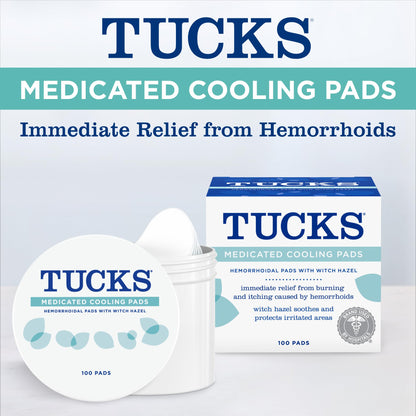 TUCKS Medicated Cooling Pads, 100 Count and Vagisil Anti-Itch Medicated Feminine Wipes, Maximum Strength, 12 Wipes