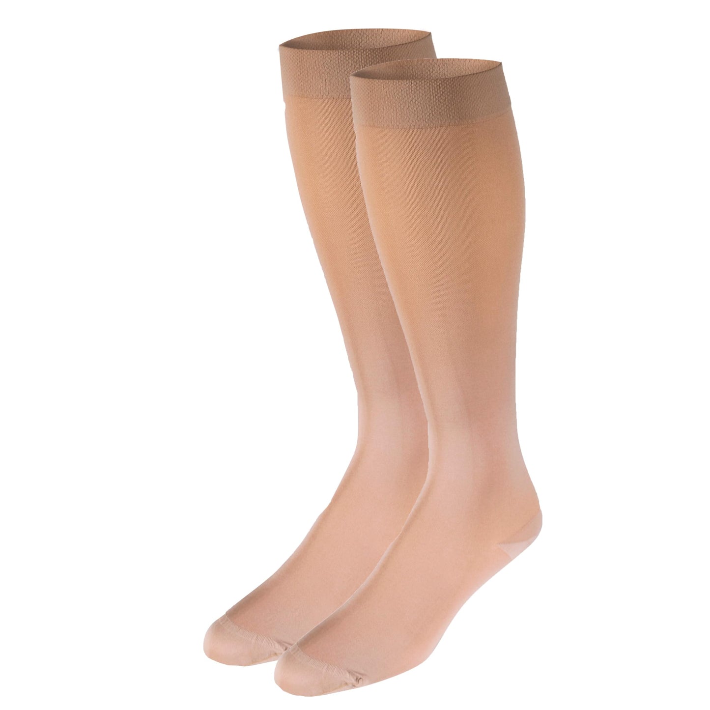 NuVein Medical Compression Stockings, 20-30 mmHg Support, Soft Comfort Microfiber, Knee Length, Closed Toe, Beige, Large