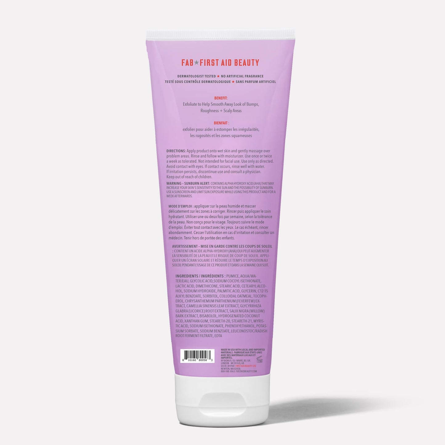 First Aid Beauty - KP Bump Eraser Body Scrub with 10% AHA, Keratosis Pilaris Skin Exfoliator with Glycolic & Lactic acids, Helps Reduce Chicken Skin Bumps, Safe for Sensitive Skin, 2 oz, 3 ct