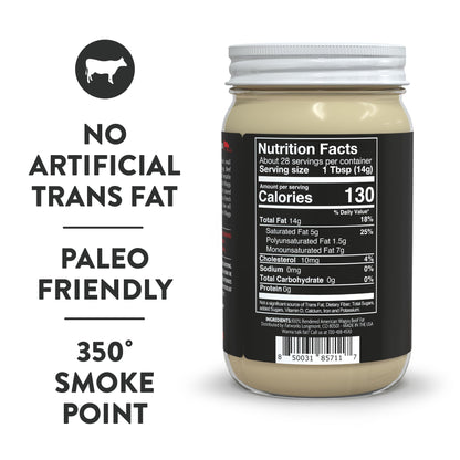 Fatworks 100% American Wagyu Tallow, Pit Master Secret Weapon, Certified Wagyu, KETO, PALEO, CARNIVORE, WHOLE30 friendly, Non-Hydrogenated, USA Sourced, 14 oz.