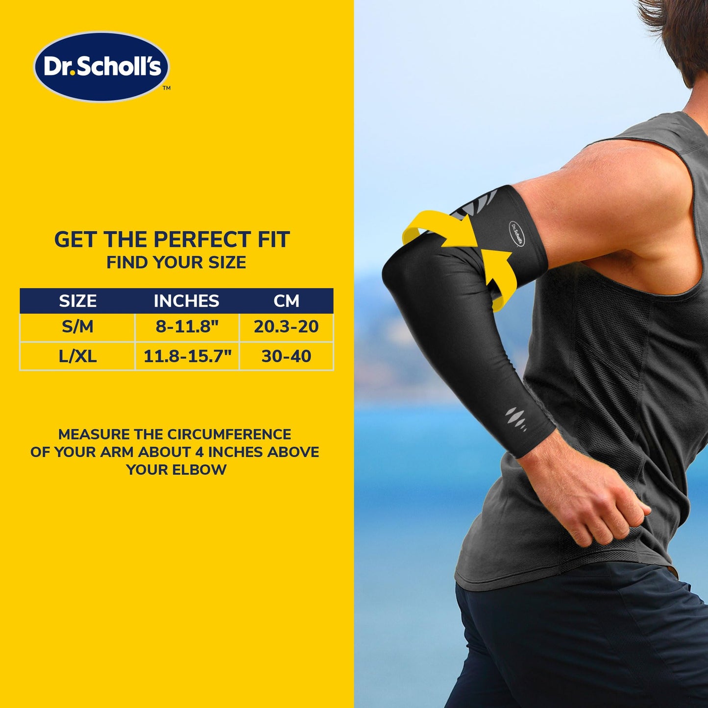 Dr. Scholl’s Compression Arm Sleeve with Breathable & Copper-Infused Fabrics for Pain Relief & Support (Size L/XL)