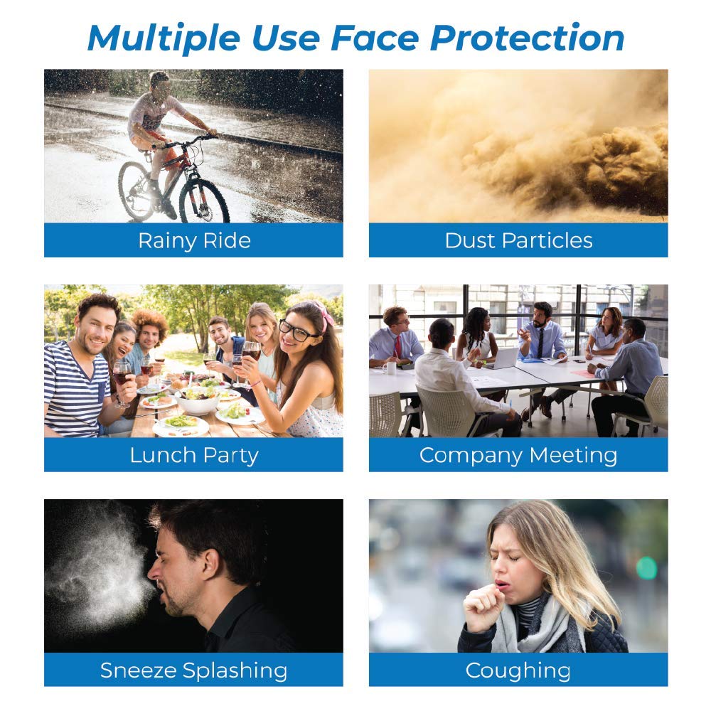 Space Blue, Pac-Dent iVisor Plus Reusable Face Shield Kit, Full Face Protective Shield with Anti-Fog Coating and Cinch Cord, Adjustable to Comfortably Fit All Head Sizes, Space Blue