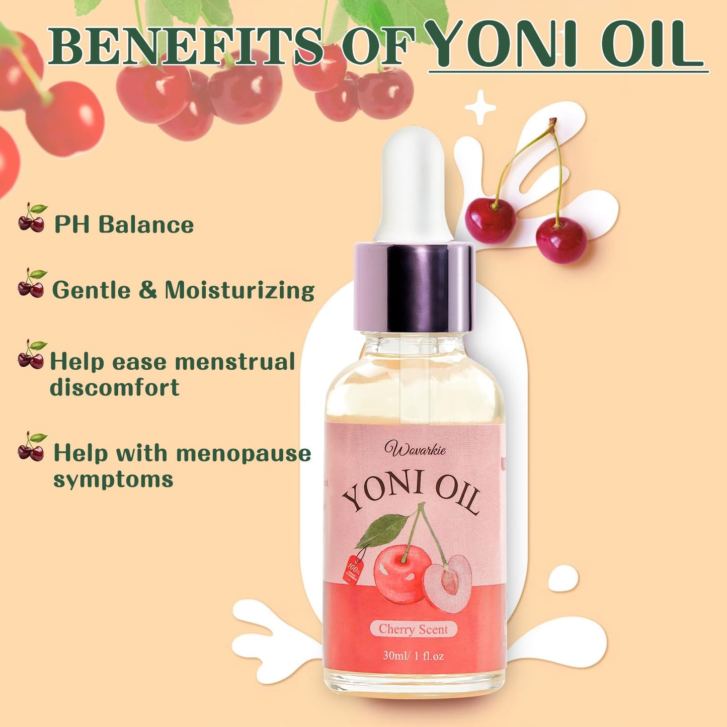 3 PCS Yoni Oil for Women pH Balance, Feminine Deodorant Vaginal Moisturizer, Feminine Care All Natural Yoni Oil(Cherry Passion Fruit Guava)