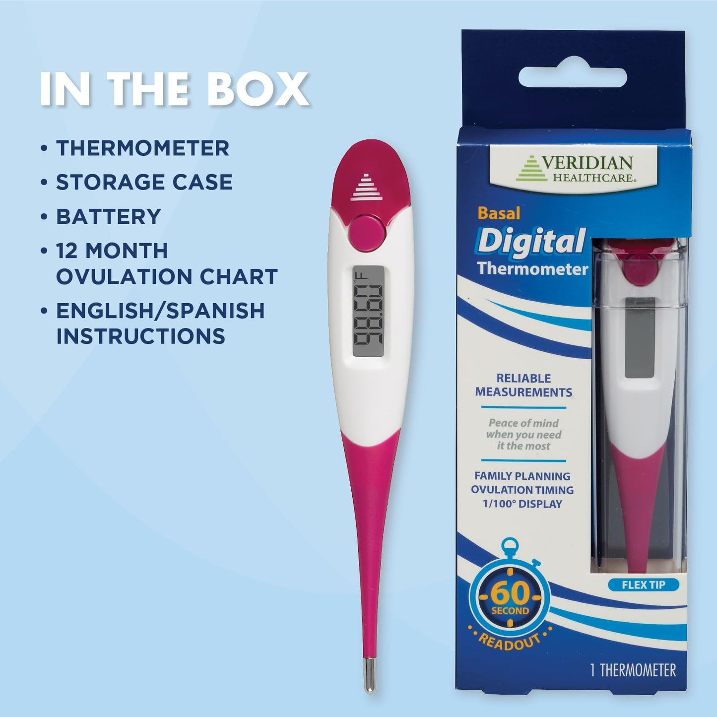 Basal Digital Thermometer for Ovulation Tracking, Natural Family Planning and Fertility