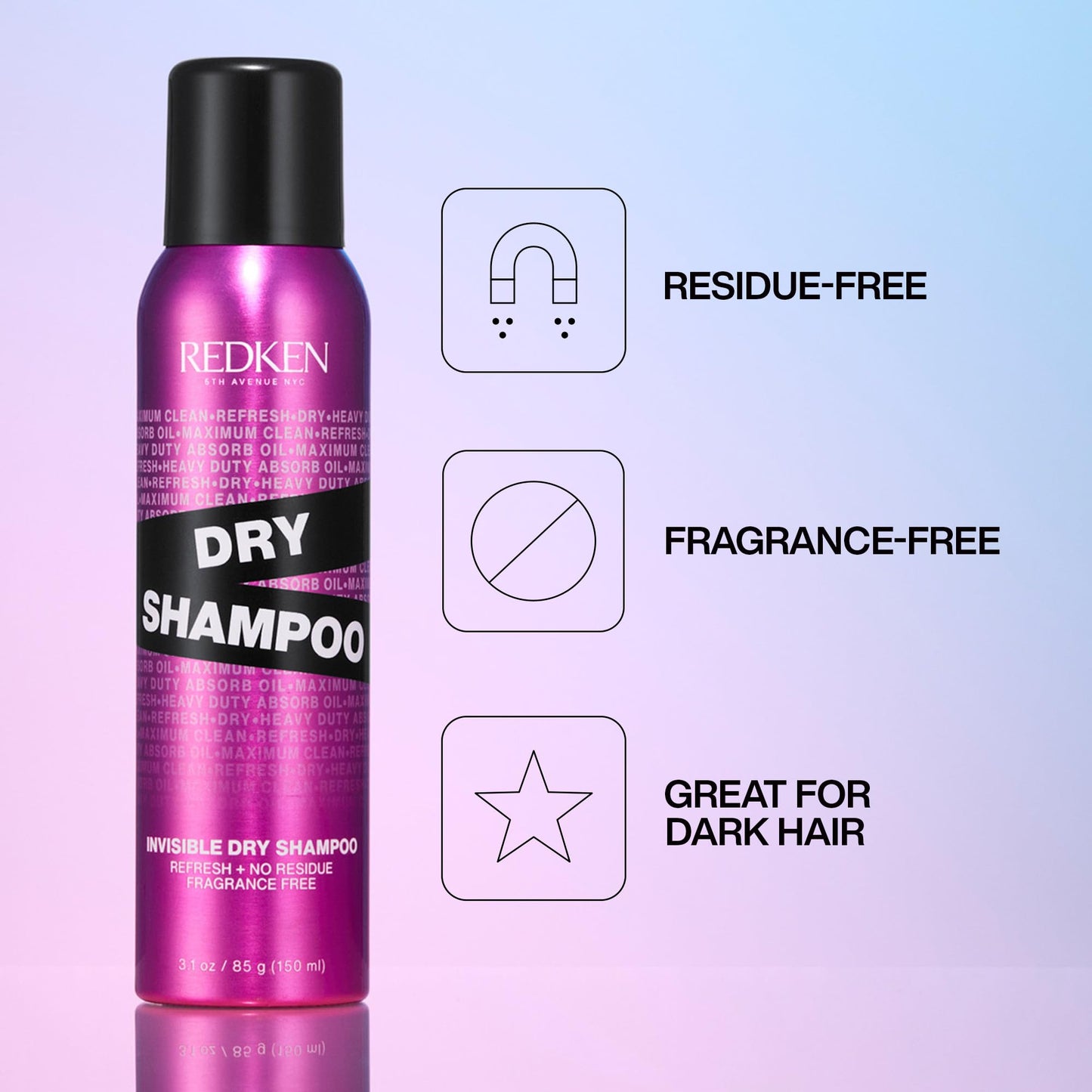 Redken Invisible Dry Shampoo For All Hair Types - Lightweight & Residue-Free, Fragrance-Free