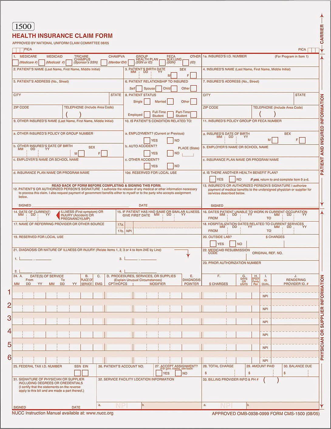 TOPS CMS-1500 Health Insurance Claim Forms for Laser Printer, 8.5 x 11 Inches, 250 Sheets per Pack (50135RV),White