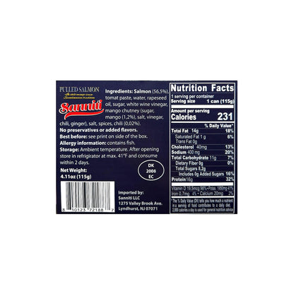 Sanniti Pulled Salmon in Chili Mango Sauce | Natural Source of Omega 3 | Ready to eat, 4.1 oz (Pack of 2)