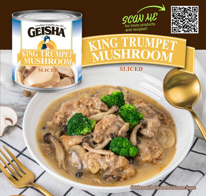 GEISHA King Trumpet Mushroom 4OZ. (Pack of 12), King Trumpet | Halal Certified － NON-GMO － Gluten Free－Good Source of Fiber－Only 25 Calories per Container
