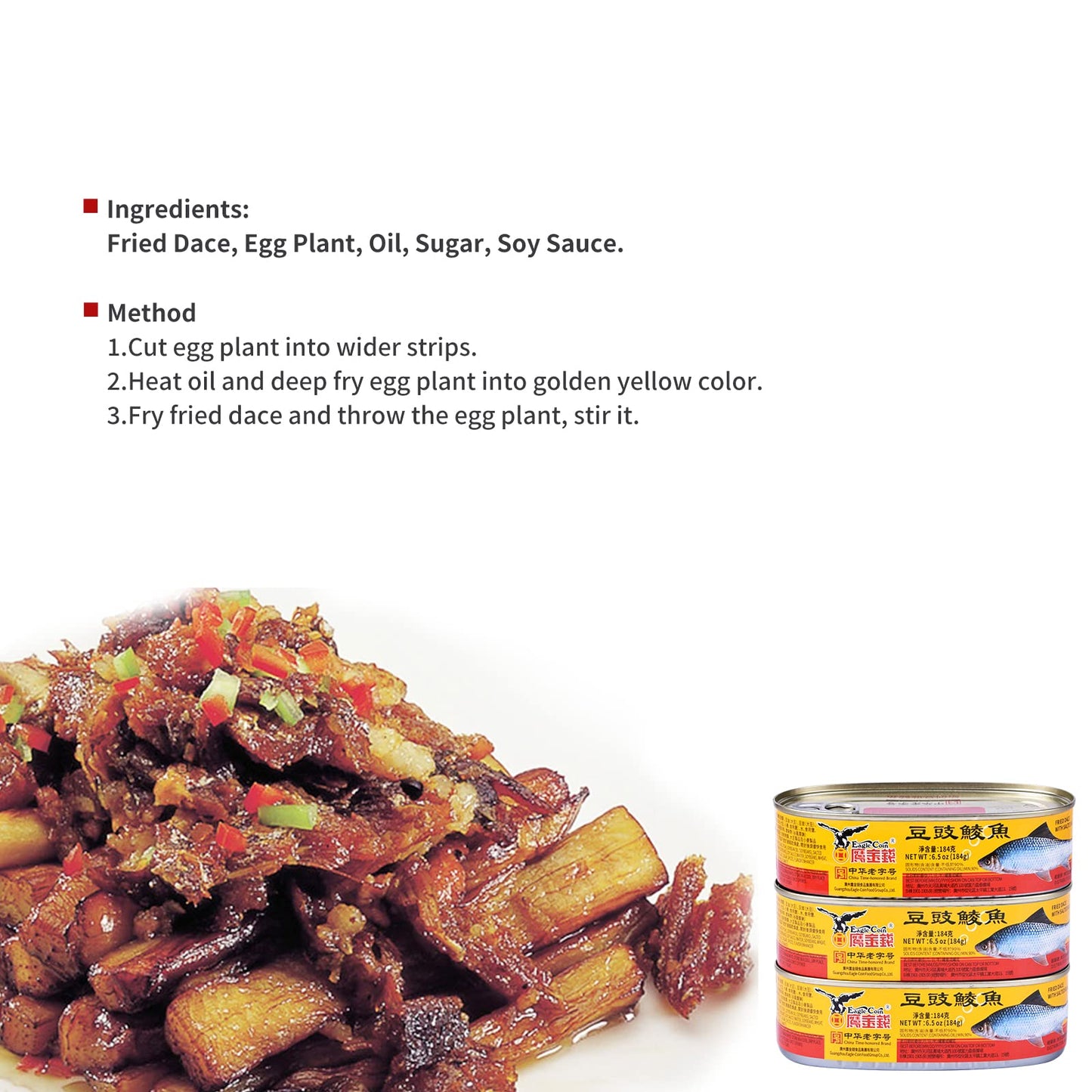 Eagle-Coin 6 Pack Dace (Fried & Whole) w/Salted Black Bean in Oil 6.5 oz