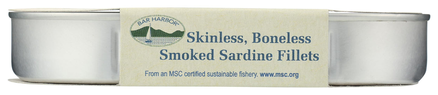 Bar Harbor Wild Smoked Sardine Fillets, Skinless Boneless, 6.7 Ounce