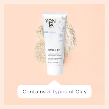 Yonka Essentials Masque 105 | Clarifying and Purifying Face Mask | Weekly Treatment for Dry and Sensitive Skin | Hydrates While Tightening Pores and Purifying Skin | 3.30 oz