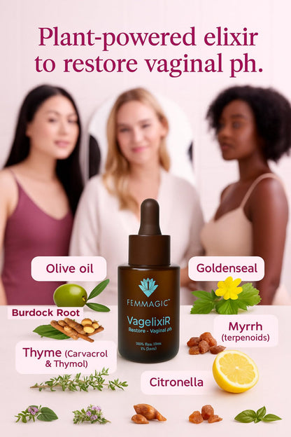 Vagelixir Yoni Elixir – Restores pH Balance, Deodorizes & Moisturizes, Prebiotic, Organic Herbal Soothing Blend for Sensitive Vaginal Care, Toxin-Free Formula. EST. 2015