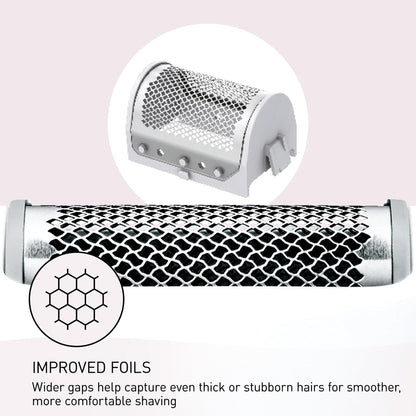 Panasonic Bikini Trimmer and Shaver for Women with 4 Attachments for Fast Easy Gentle Grooming in Intimate Areas, Use Wet/Dry, Electric Razor, Battery-Operated – ES-WV62-H (White/Silver)