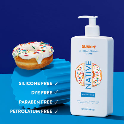Native Body Lotion, Dunkin Vanilla Sprinkle, Moisturizer for Dry Skin with Plant-Based Ingredients, 16.5 oz
