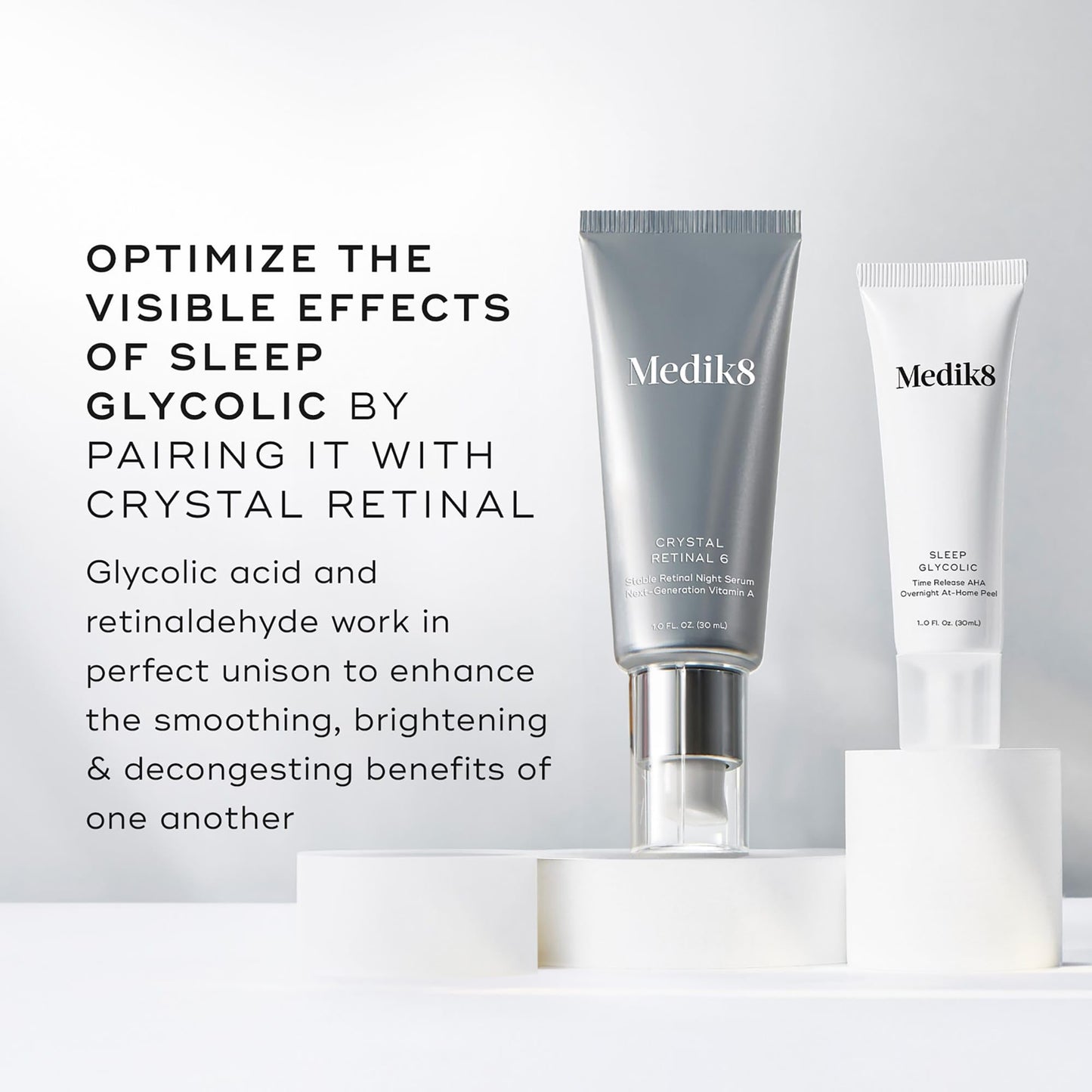 Medik8 Sleep Glycolic - Exfoliating Glycolic Acid At Home Face Peel - Night Cream for Face - Night Peel with Glycerin and Korean Clover - 1.0 oz