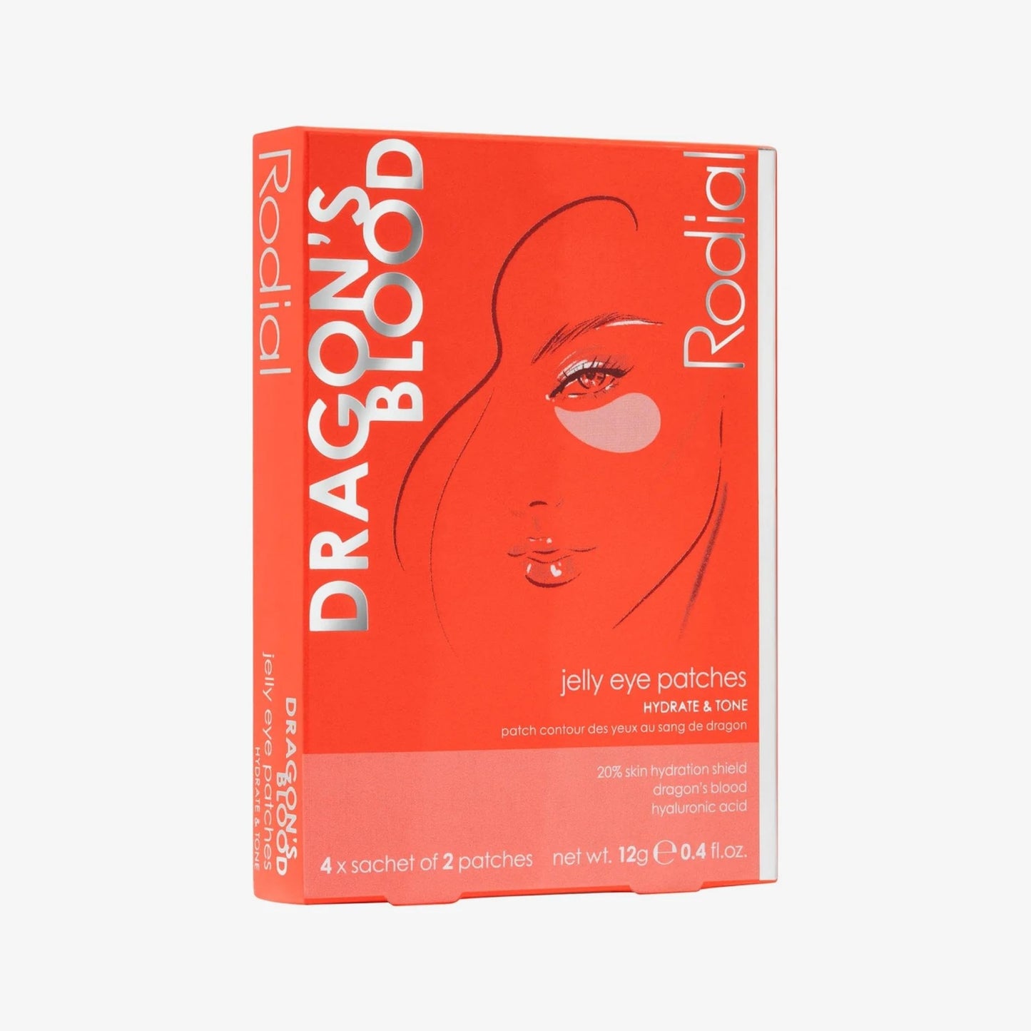 Rodial Dragon’s Blood Jelly Eye Patches (4 Sachets), Hydrating Under-Eye Patches for Firmness & Elasticity, with Hyaluronic Acid & Dragon’s Blood, Makeup Prep